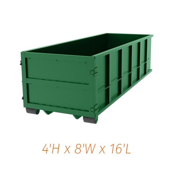 our dumpster rental services offer 15-yard dumpsters